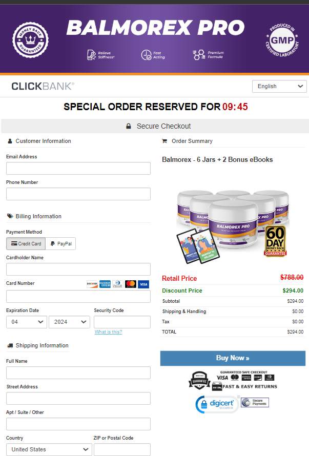 Balmorex Pro Official Website Secure Order Page